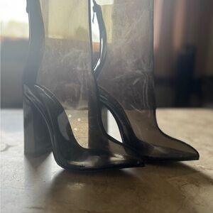 Chic Black Transparent Heels